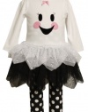 Bonnie Baby-girls Newborn Ghost Face To Tulle Skirt and Knit Top with Legging