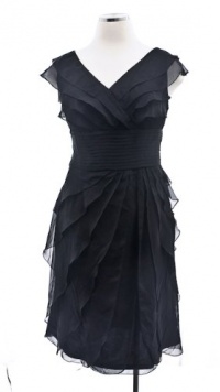 Niteline Black Pleated Empire Waist Tiered Petal Dress