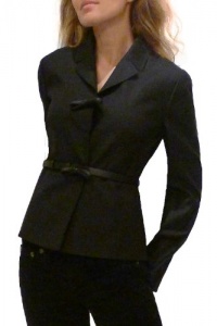 Valentino Black Silk Leather Bow Blazer Jacket. 6