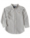 Ralph Lauren Toddler Boy's Long Sleeve Classic Oxford, Slate, 2/2T