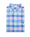 Ralph Lauren Men Classic Fit Plaid Short Sleeve Pony Logo Shirt (XXL, Blue/Green/Multi)