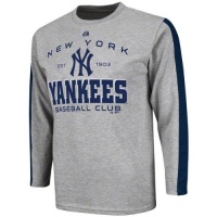 MLB New York Yankees Roll Out Long Sleeve Crew Neck Overdyed Tee Boys'