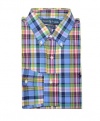 Ralph Lauren Men Custom Fit Plaid Long Sleeve Pony Logo Shirt (M, Blue/Red/Multi)