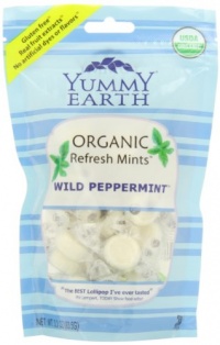 YummyEarth Organic Refresh Mints, Wild Peppermint, 3.3-Ounce Bag (Pack of 6)