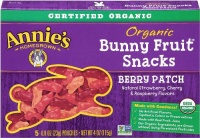 Annie's Homegrown Berry Patch Organic Bunny Fruit Snacks, 5-Count Pouches (Pack of 4)