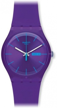 Swatch Men's SUOV702 Quartz Purple Dial Date Plastic Watch