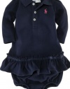 Ralph Lauren Layettel Girl's Mesh Polo Dress (3 Month, Navy)