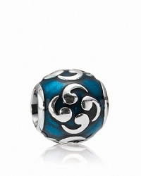 A balanced sterling silver design and translucent enamel lend an ethereal quality to this PANDORA charm.