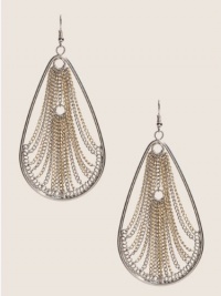 GUESS Gold-Tone Teardrop with Chain Earrings, MULTI