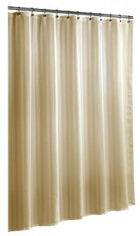 Ex-Cell Home Fashions By Appointment Woven Stripe Damask Fabric Shower Curtain Liner, Linen