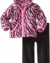 Young Hearts Baby-Girls Infant 2 Piece Zebra Print Polar Fleece Jacket Set