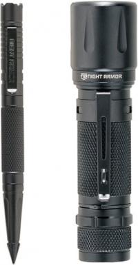 Night Armor Compact Tactical 3AAA Flashlight with Pen (Black)