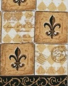 Majestic Black & Tan Fleur de Lis Kitchen Print Terry Tea Dish Towel