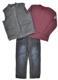 Calvin Klein Boys 2-7 Tee And Jean Canvas Puffy Vest