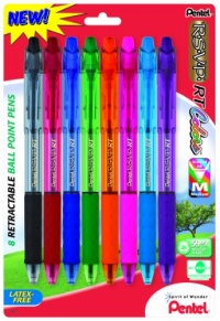 Pentel R.S.V.P. RT Colors New Retractable Ballpoint Pen, Medium Line, Assorted Ink Colors, Pack of 8 (BK93CRBP8M)