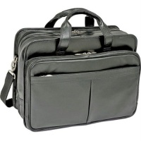 McKlein 17 Walton Black Leather Expandable Double Compartment Notebook Case