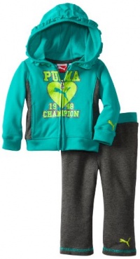 Puma - Kids Baby-Girls Infant Champion Hoodie Set, Spectra Green, 18 Months