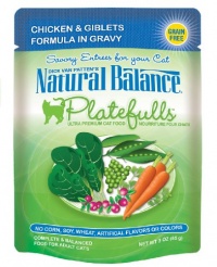 Natural Balance 3-Ounce Platefulls Chicken and Giblets Formula in Gravy Entree for Cats, Pack of 24