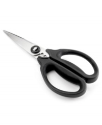 From tough cuts of meat to delicate herbs, these multipurpose shears from OXO do it all in the kitchen. Hardened stainless steel blades breeze through most kitchen tasks with ease, while a built-in herb stripper effectively removes fresh herbs from their stems. Limited lifetime warranty.