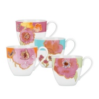 Lenox Floral Fusion Café Cups, 10-Ounce, Assorted Colors, Set of 4