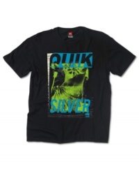 Funky bright color graphic on a solid short sleeve t-shirt by Quiksilver.