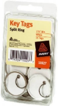 Avery Key Tags, Split Ring, White, 1.25 Inch Diameter, Pack of 25 (11027)