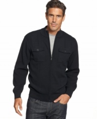 Make your casual style a little crisper with this handsome ribbed sweater from Cubavera.