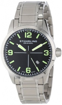 Stuhrling Original Men's 449B.331171 Aviator Tuskegee Elite Swiss Quartz Date Stainless Steel Bracelet Watch