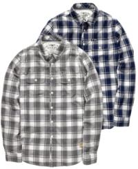 Off the graph. When you're ready to get adventurous, grab this plaid shirt from Guess to keep you warm and looking great.