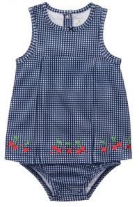 Carters Girls 3-24 Months Plaid Cherry Embroidered Sunsuit (12 Months, Blue)