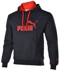 Puma Men's No. 1 Logo Hoodie Fleece Sweatshirt-Dark Gray/Red