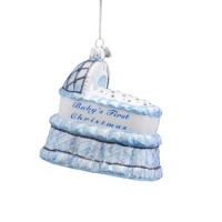 Kurt Adler 4-Inch Noble Gems Glass Baby Boy Bassinet Baby's First Christmas Ornament