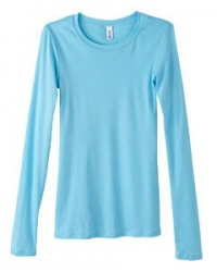 Bella Womens soft Sheer mini Rib Crew Neck T-Shirt - LIGHT AQUA - Large