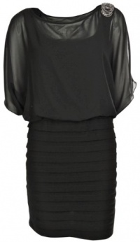 Sheer Cold Shoulder Sleeved Blouson Dress