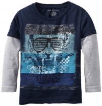 Calvin Klein Boys 2-7 Street Art Slider, Blue, 7