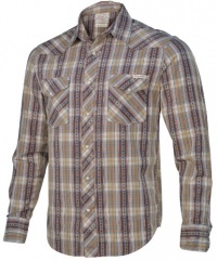 Lucky Brand Jeans Men's Western Plaid Snap Down Shirt Brown