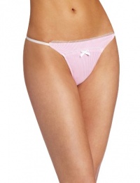 Betsey Johnson Women's Stretch Yarn Dye Stripe Side String Thong, Cotton Candy, One Size