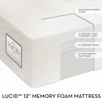 LUCID® by LinenSpa 12 Plush Triple-Layer Memory Foam Mattress 25-Year Warranty - Bamboo Cover