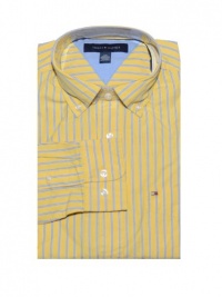 Tommy Hilfiger Men Classic Fit Striped Long Sleeve Logo Shirt