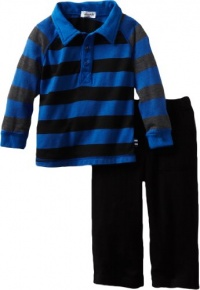 Splendid Littles Baby-Boys Newborn Charcoal Rugby Stripe Mix Polo Set, Royal, 3-6 Months