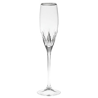 A classic pattern now features a platinum metal band creating pieces that are even more striking than the original. Wine, goblet, flute and iced beverage are available to make a full suite.