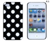 Black Polka Dot Embossed Hard Case for Apple iPhone 4, 4S (AT&T, Verizon, Sprint) - Includes DandyCase Keychain Screen Cleaner [Retail Packaging by DandyCase]