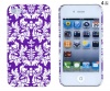 Purple Flower Embossed Hard Case for Apple iPhone 4, 4S (AT&T, Verizon, Sprint) - Includes DandyCase Keychain Screen Cleaner [Retail Packaging by DandyCase]