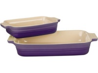 Le Creuset Stoneware 1-1/4-Quart Rectangular Baker with Bonus 16-Ounce Rectangular Baker, Cassis