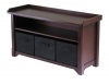 Winsome Verona Storage Bench, Walnut with Black Baskets