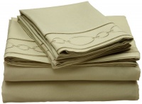 At Home Interlocking Rings Embroidered Queen 75-GSM Microfiber Sheet Set, Sage