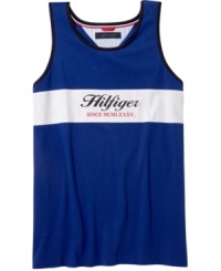 Throwback style. A vintage look on this tank from Tommy Hilfiger makes it perfect for backyard basketball.