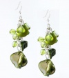 Style&co. Earrings, Silver-Tone Light Green Shell Cluster Earrings