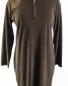 Ralph Lauren Plus Size Maiden Brown Mock Turtleneck Half Zip Long Sleeve Dress 1X