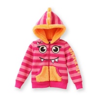 Belle du Jour Toddler Girls Hooded Zip-up Sweatshirt, Pink Monster, Size 2T